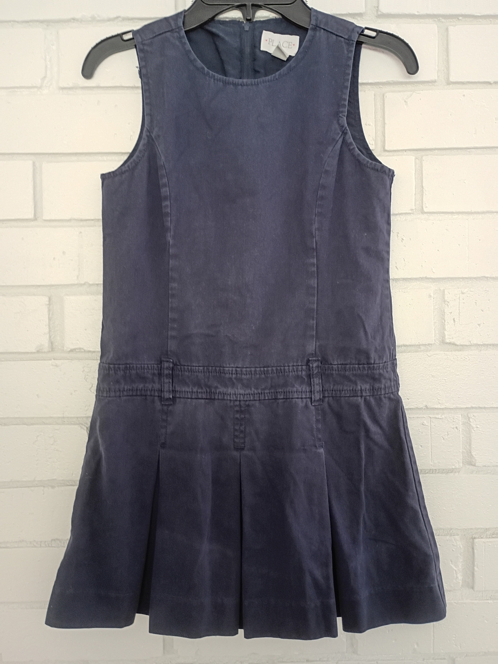 Place Girls' Navy Pleated Jumper Size 8 School Uniform W Pleated Bottom